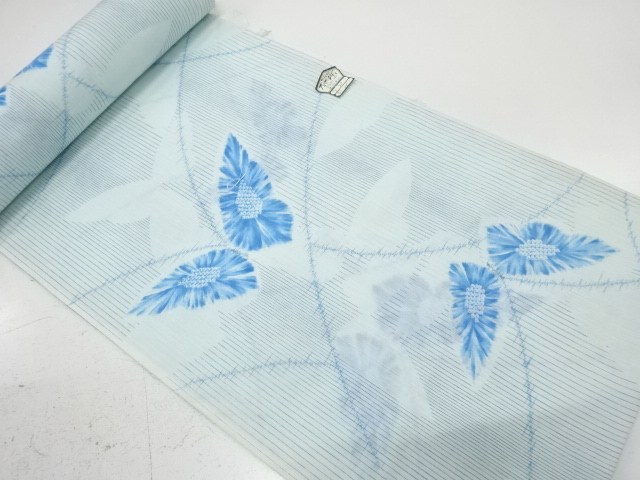 JAPANESE KIMONO / ANTIQUE BOLT FOR KIMONO / STRIPE & BUTTERFLY